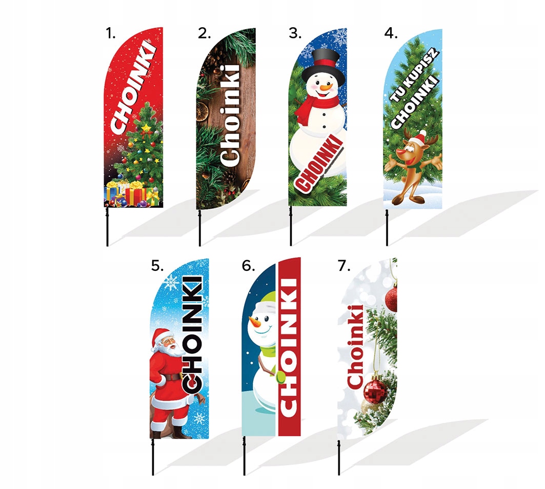 Winder Husar Flaga Świąteczna napis Choinki Bałwan Mikołaj Wesołych Świąt