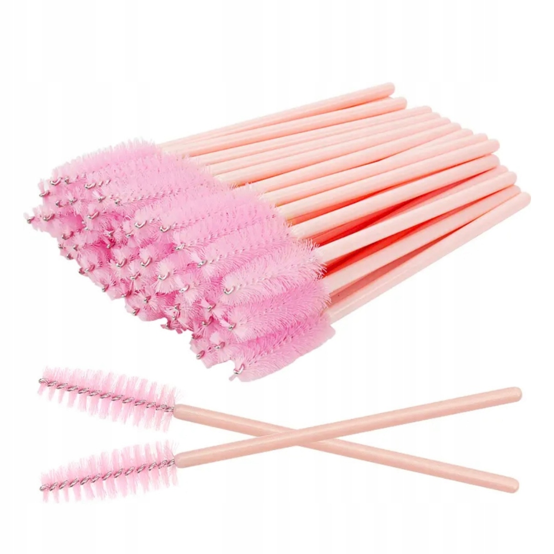 Szczoteczki do rzęs i brwi 50szt Jasnoróżowy beżowy spiralka