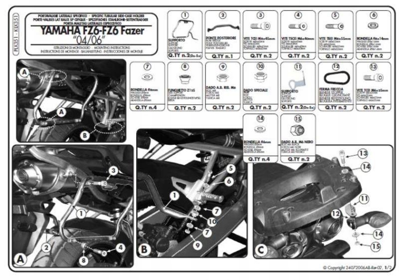Rám Bočných Kufrov Monokey Side Yamaha FZ6 Fazer (04-06)