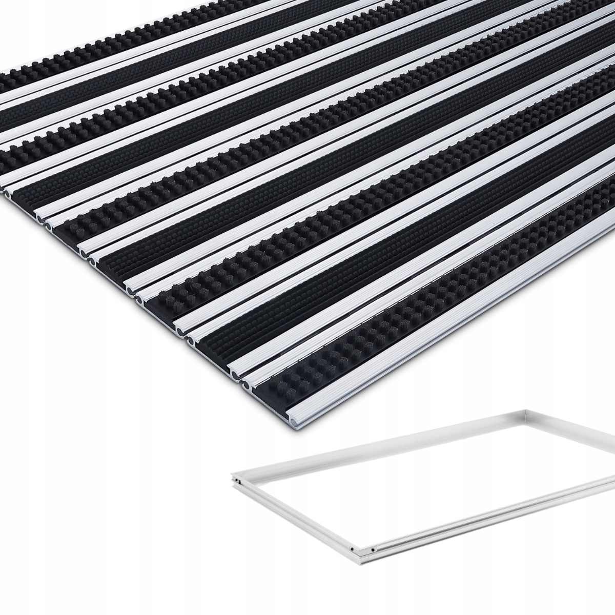 Polentex Rohožka Pod Dvere Aluminiová Gumová Kefová Rámček 90x60