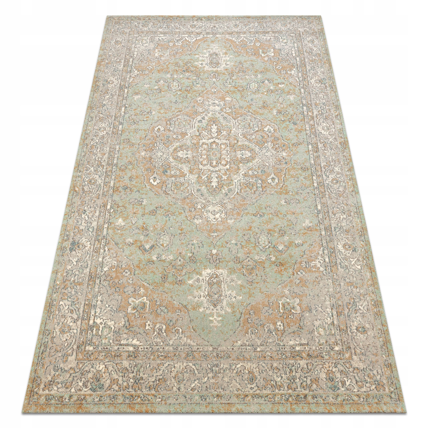 Dywan wełniany Do Salonu Ekskluzywny Ornament rozeta zielony 160x240 cm
