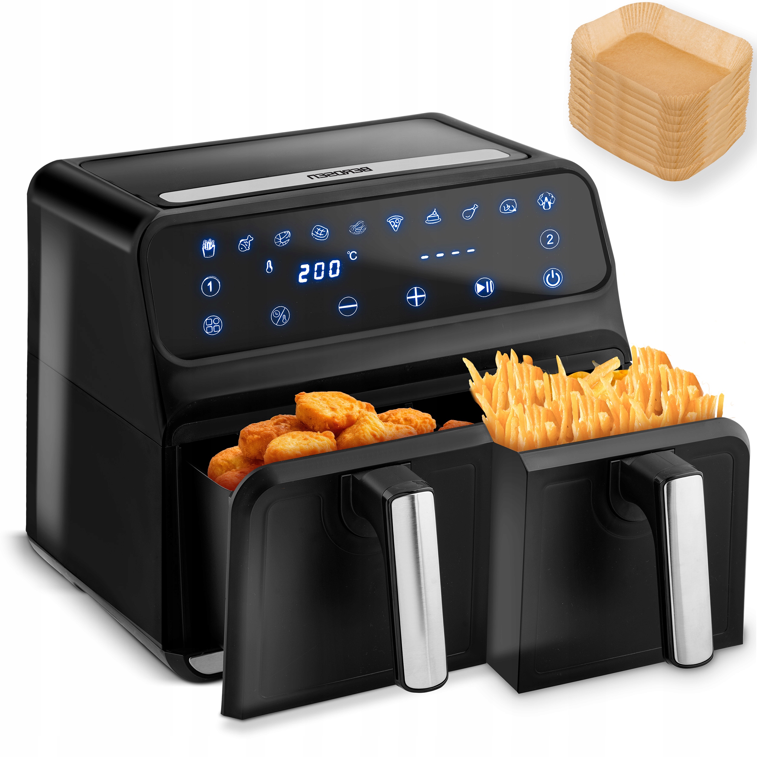 Horkovzdušná fritéza se dvěma koši BD-653 Berdsen 1700W Air Fryer 8 l
