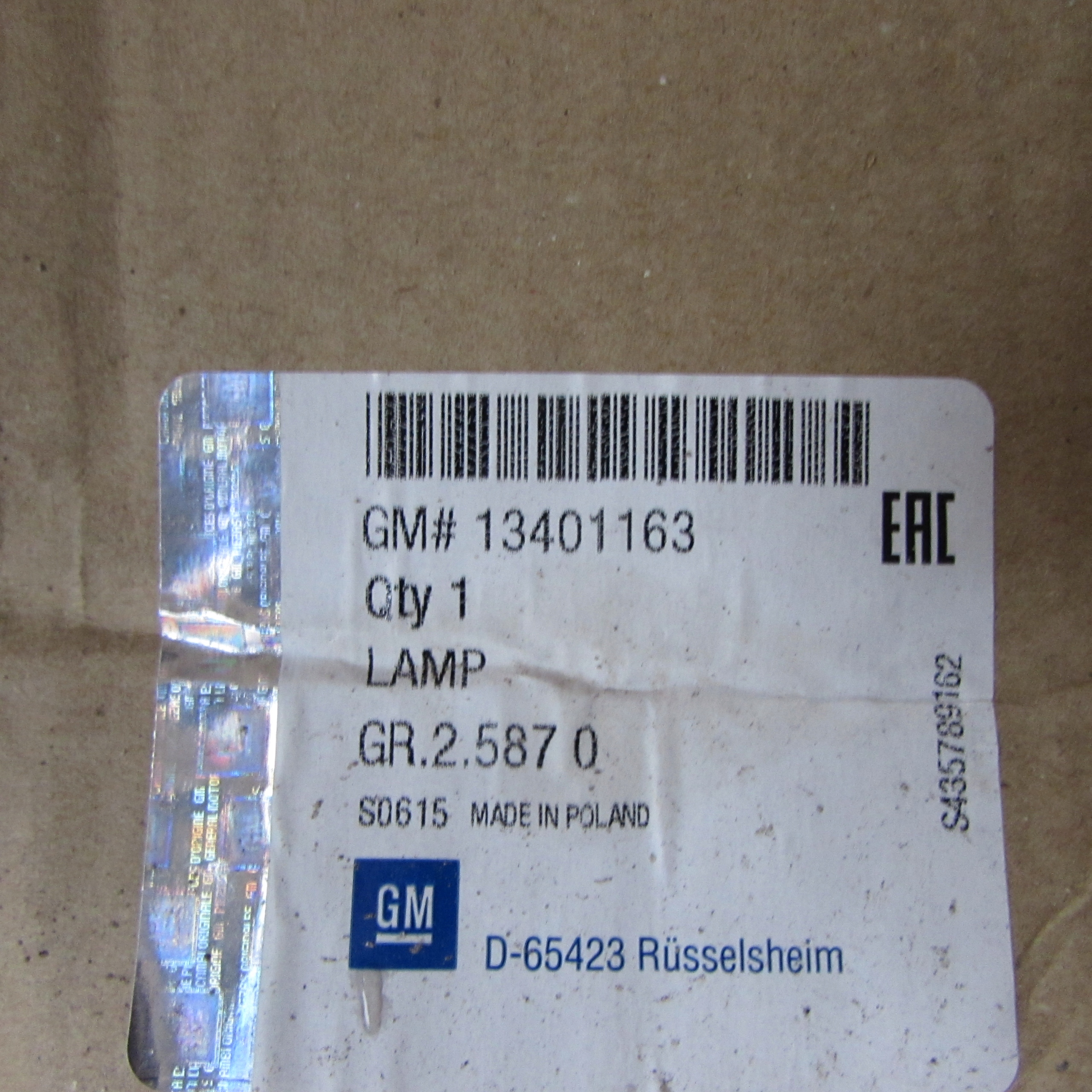 фонарь opel ASTRA K 15- 13401163 правый
