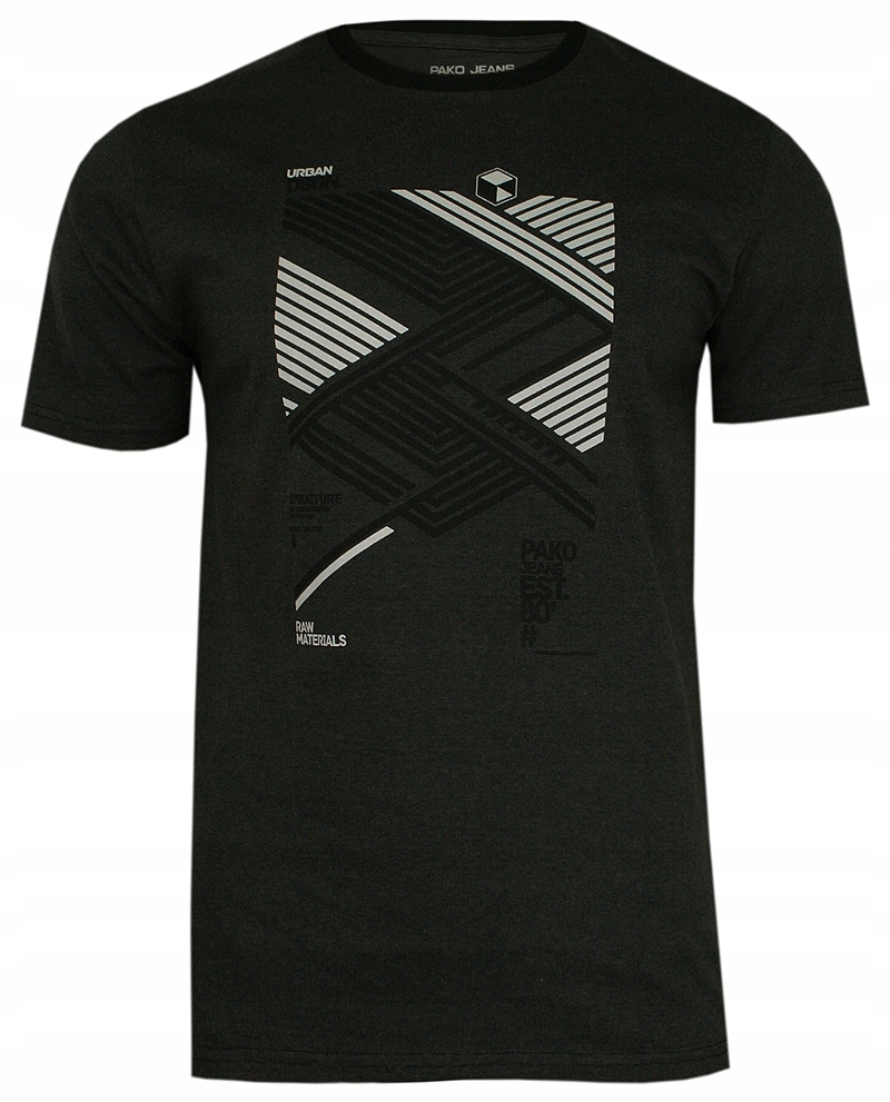 

Męski Czarny T-shirt z Nadrukiem -pako Jeans- M