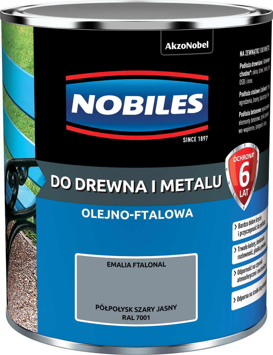 Nobiles Farba olejna ftalowa Ftalonal Szara Jasna Ral 7001 5L