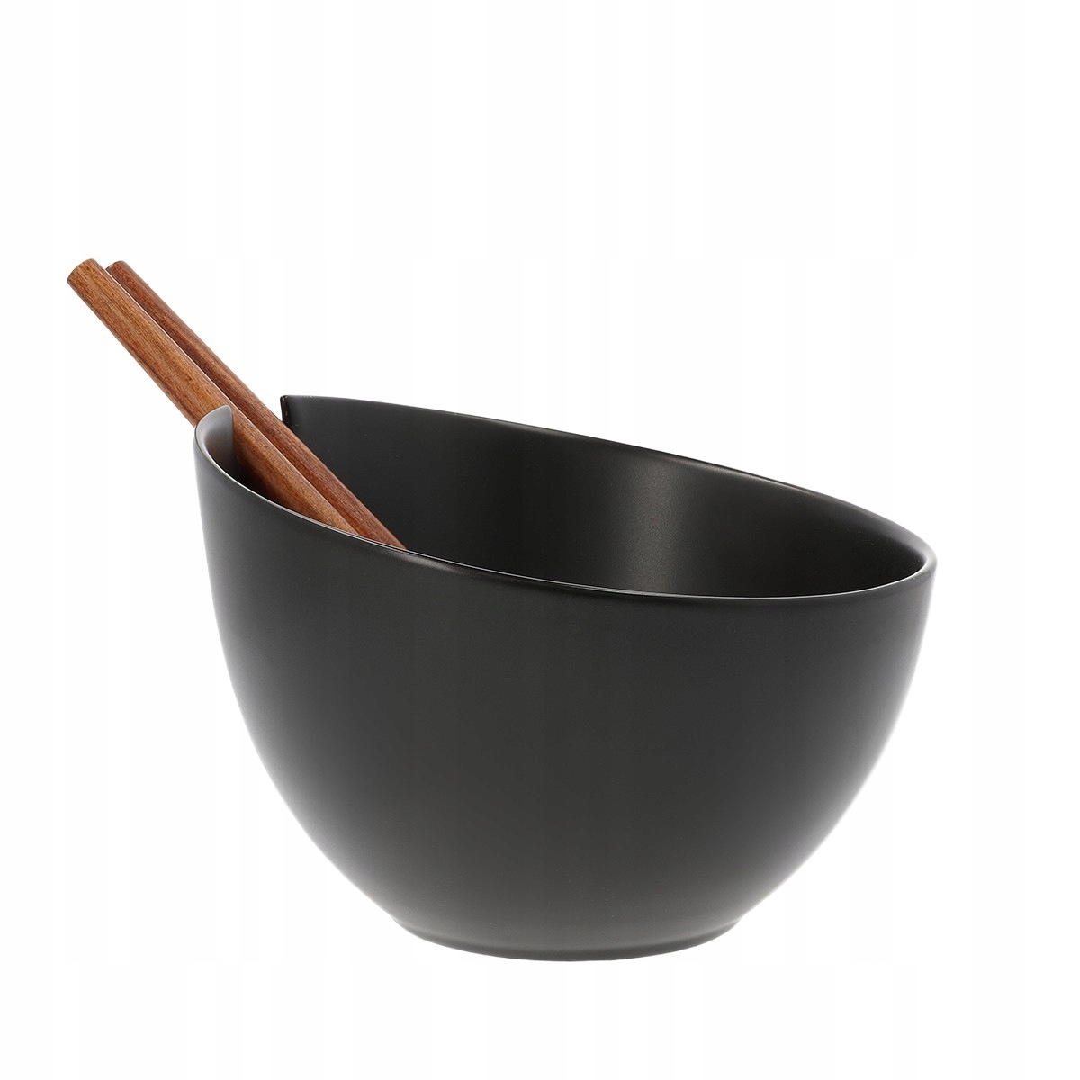 Keramická mísa na salát Mooka s náčiním, černá, 24 cm Homla