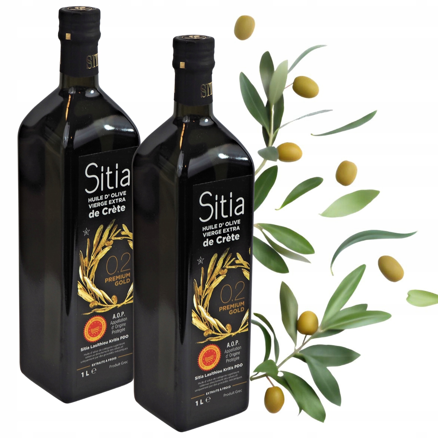 Oliwa z Oliwek Grecka Tłoczona Na Zimno Sitia Extra Virgin 0,2% 2 x 1L