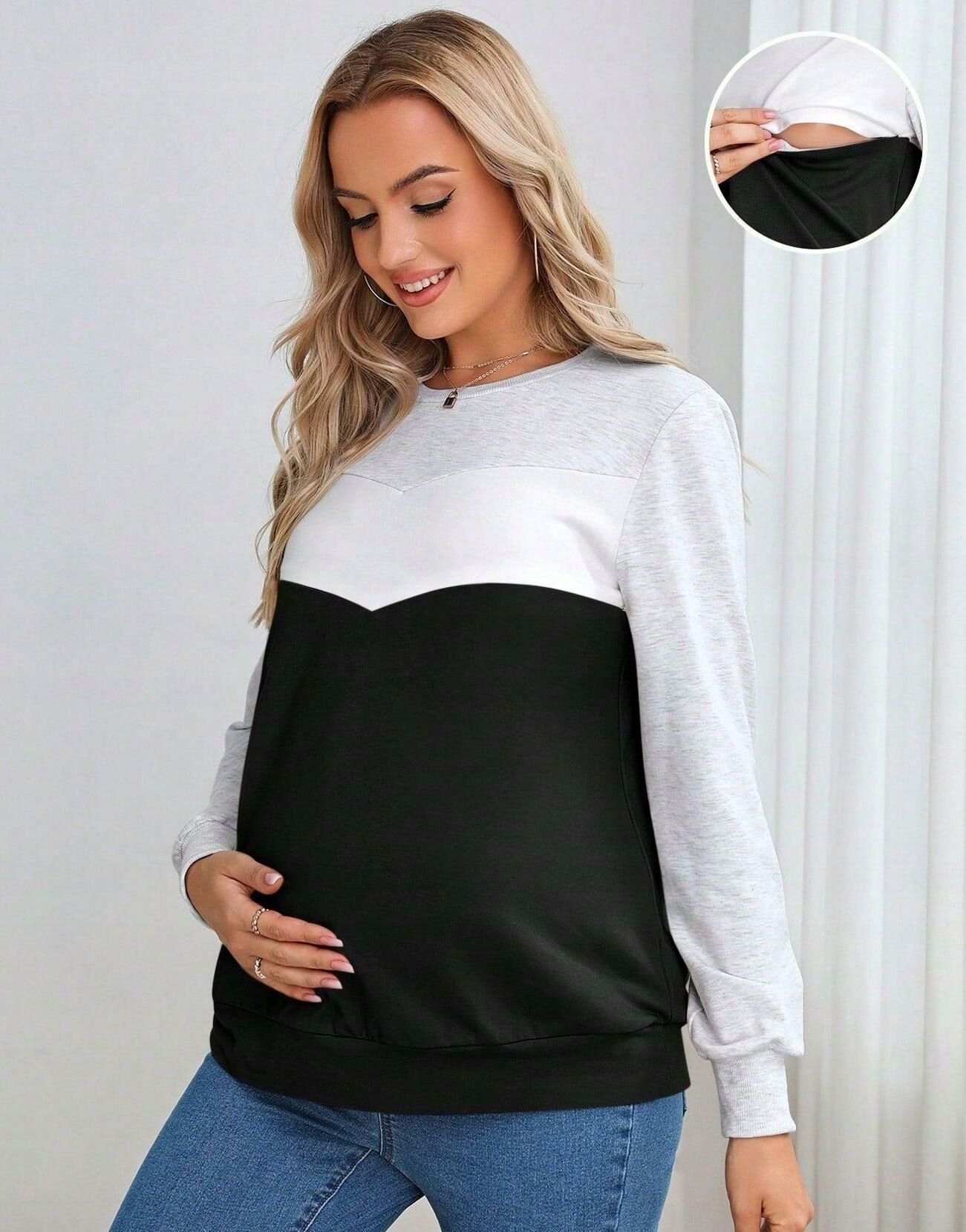 CIĄŻOWA KLASYCZNA BLUZA DRESOWA GŁADKA PROSTA DŁUGI RĘKAW SUWAKI SHEIN 36