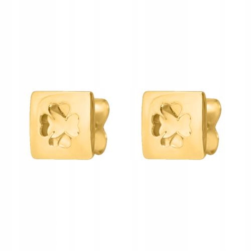 Zlaté náušnice 585 prostorové s vystřiženým jetelem, módní design