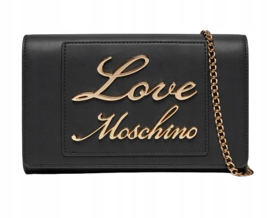 Love Moschino Černá Klasická Kabelka Se Zlatým Logem 22 x 15 x 6 cm Y9B