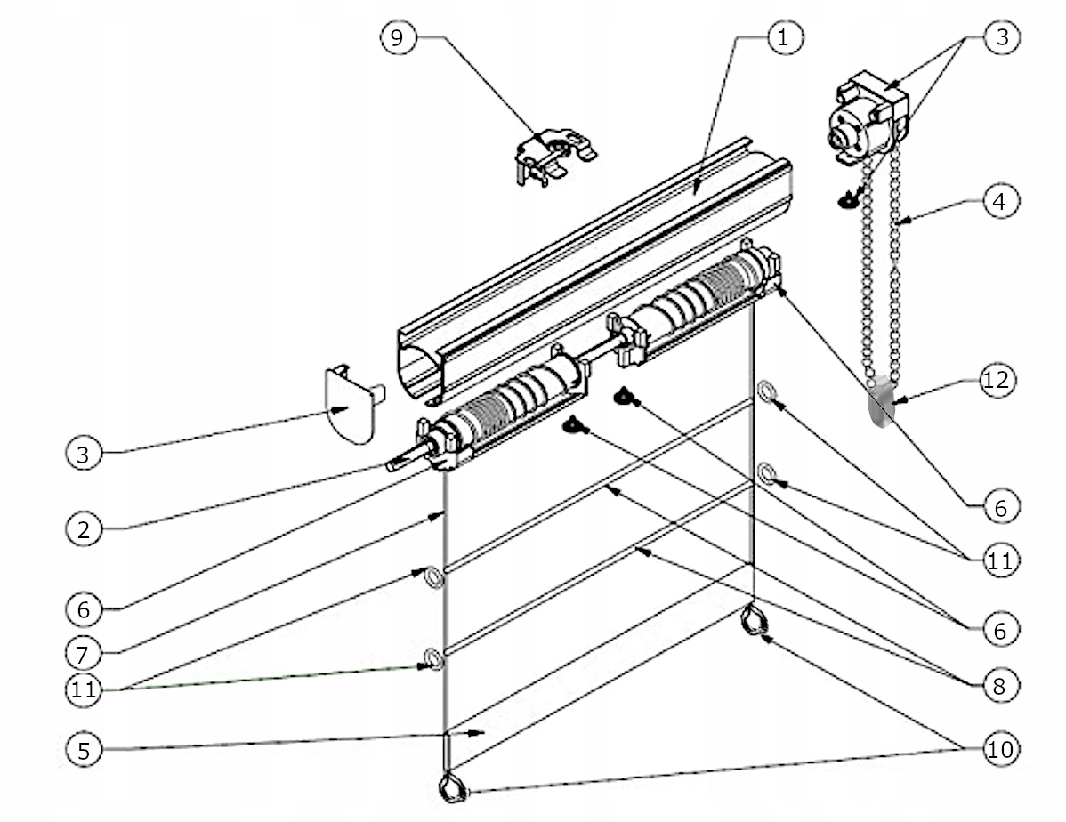 MECHANIZM KARNISZ SYSTEM DO ROLETY RZYMSKIEJ 100CM Kolor biały inny
