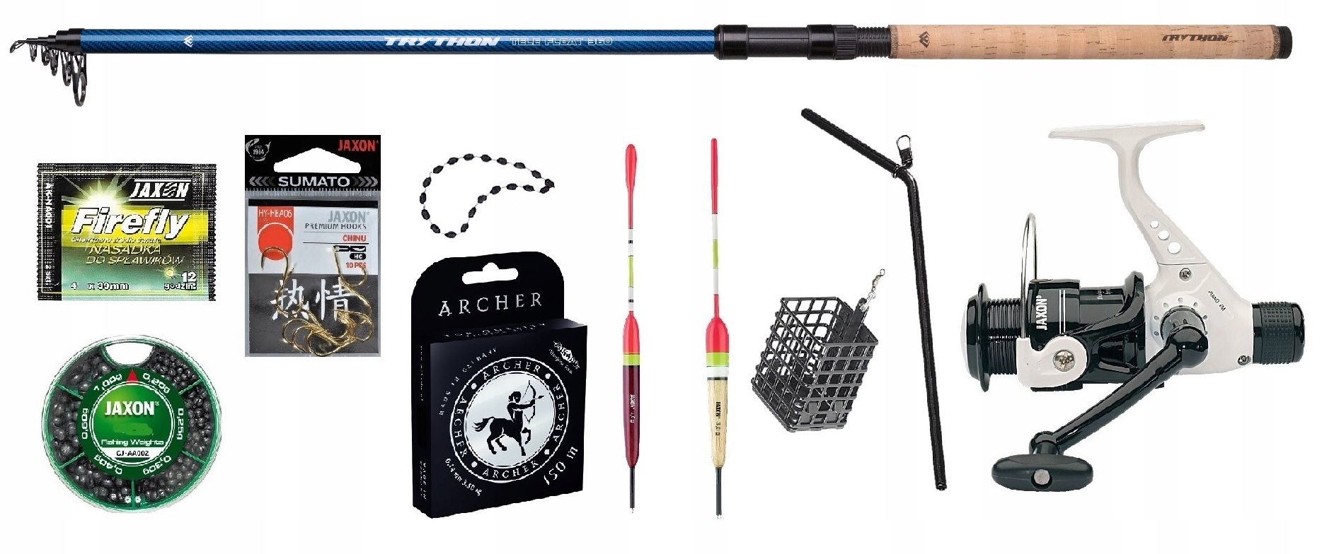 Zestaw Gruntowy Wędka Mikado Kołowrotek Jaxon Żyłka Ciężarki