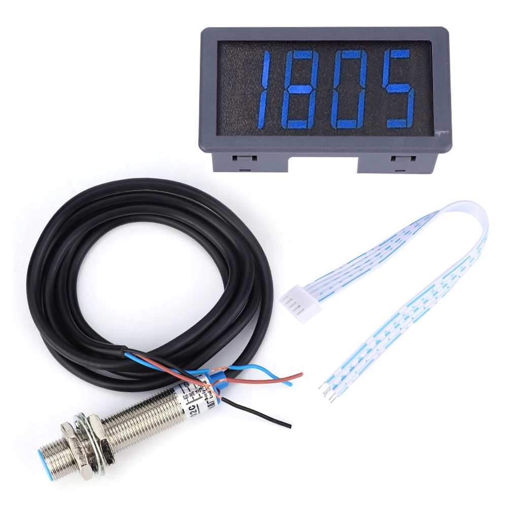 Niebieski 4-cyfrowy LED obrotomierz silnika RPM miernik HA