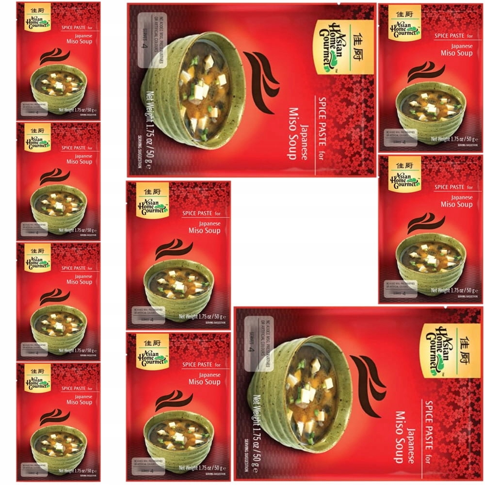 10x Gotowa Pasta Do Japońskiej Zupy Miso w Saszetce 50g Asian Home Gourmet
