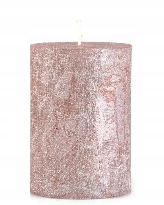

Świeca walec Rustic Metalic 7/10cm różowe złoto