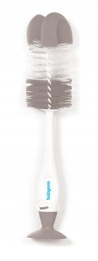 Szczotka do butelek i smoczków stojąca z przyssawką szara BabyOno