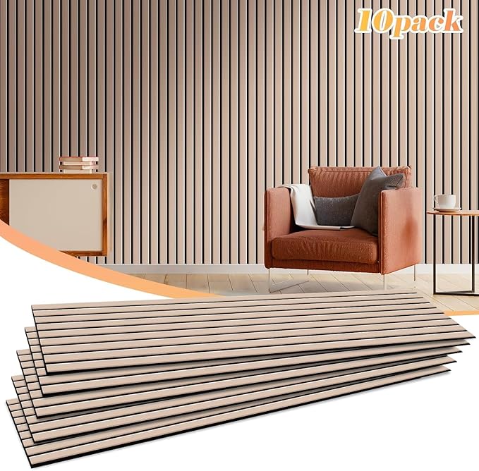 Nzqxjxz nástěnné akustické panely 10 ks 122 x 30 samolepící Camel