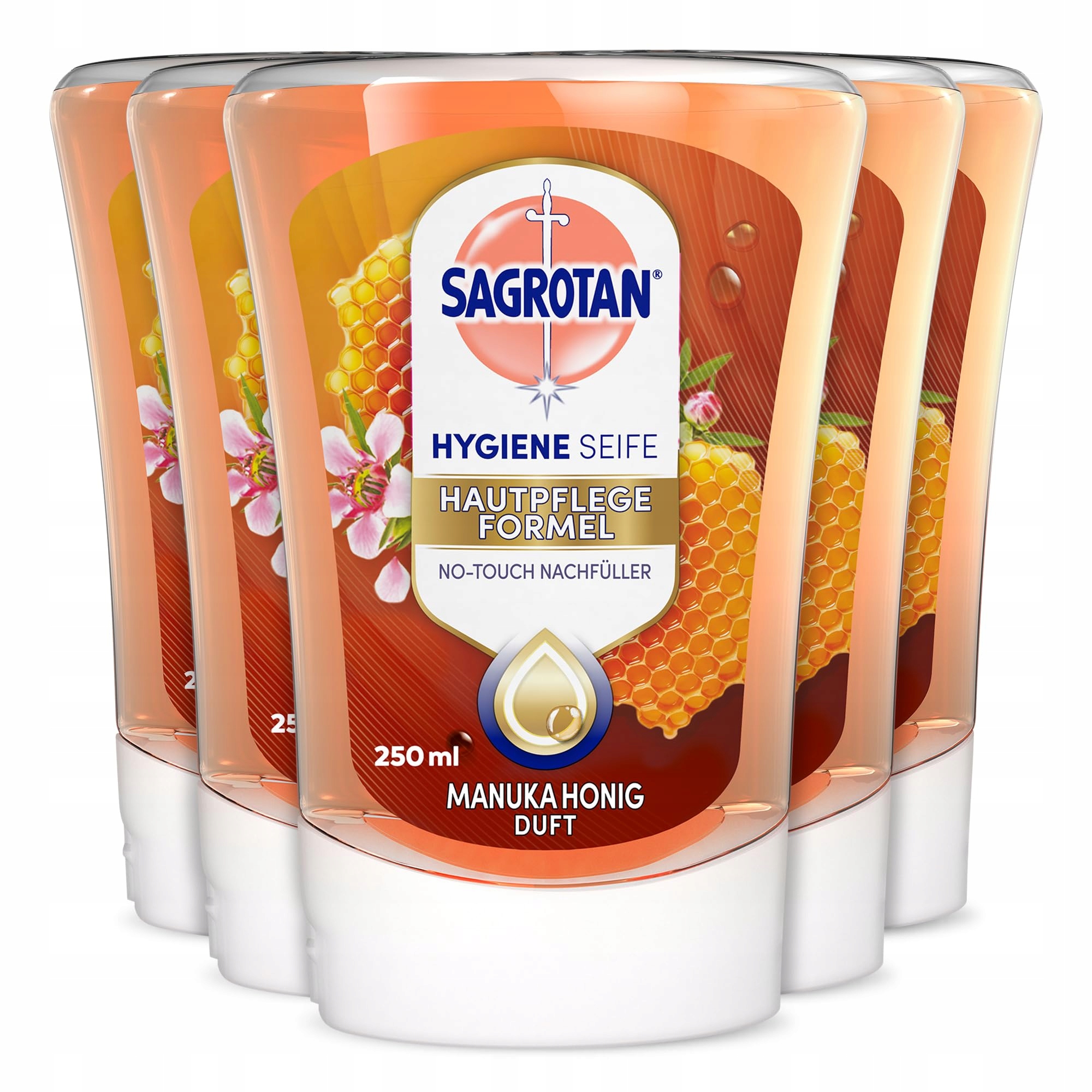 Sagrotan No Touch Manuka Honig 5x250 ml Mýdlo pro dávkovač Hygiena rukou