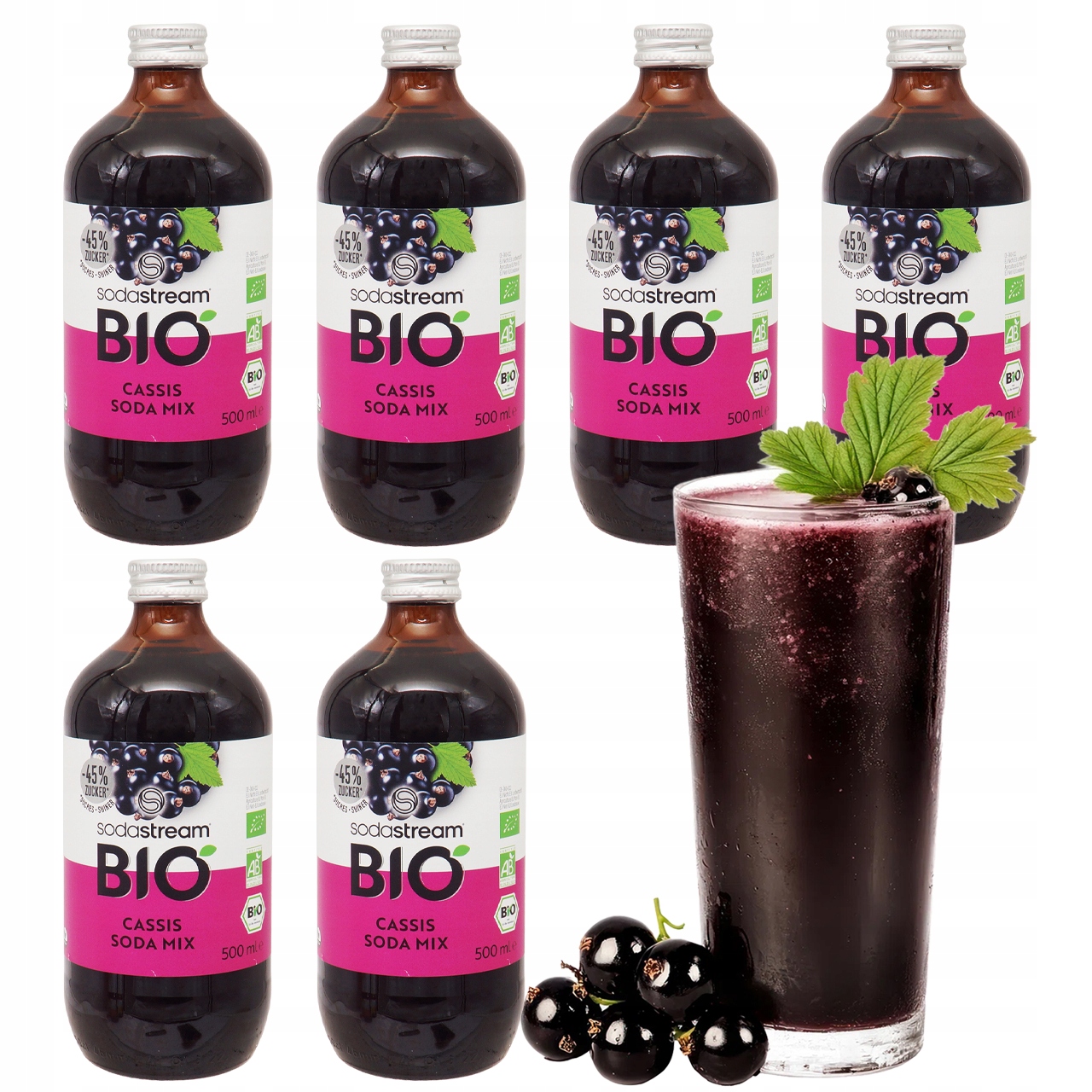 Levně 6 x Sodastream Bio Sirup Veganský Černý Rybíz 500 ml 45% Cukru