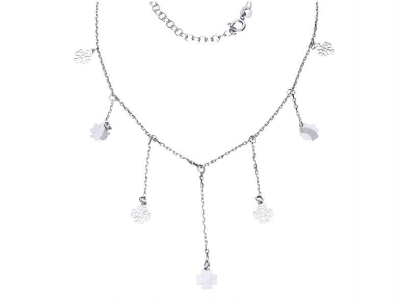 Stříbrný náhrdelník 925 s čtyřlístky a přívěskem, módní vzor jako dárek