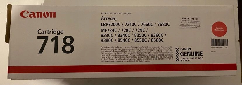 CANON TONER 718 CRG718 MAGENTA ORYGINAŁ PUSTY