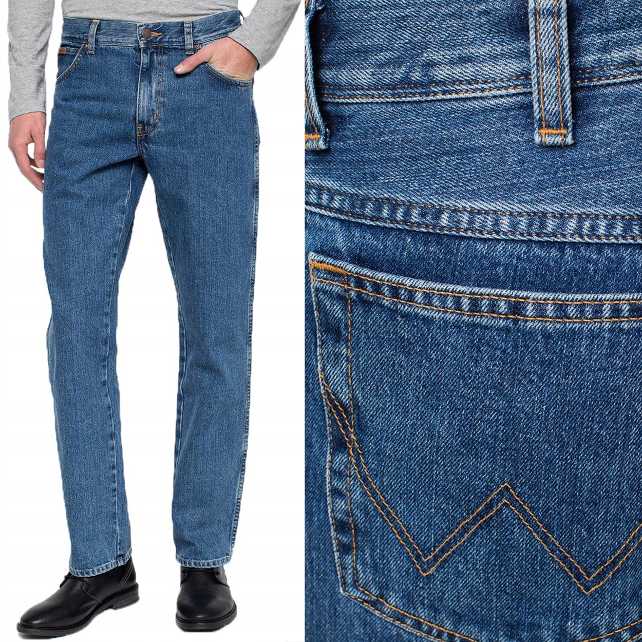 Wrangler Texas Vintage Stonewash Džíny bez strečové džínové kalhoty W46 L36
