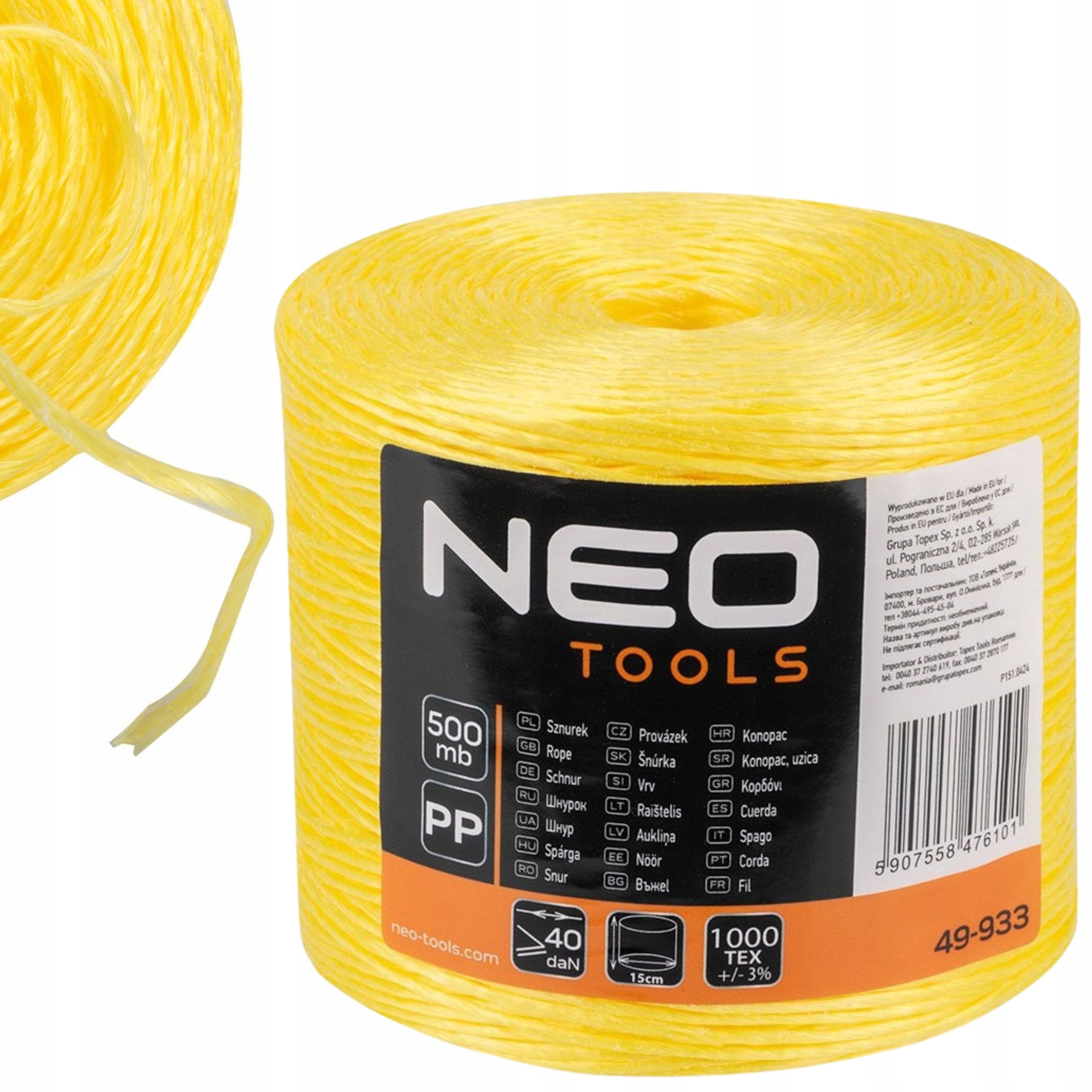 SZNUREK DO MOCOWANIA WEŁNY MINERALNEJ 500m SZNUR POLIPROPYLENOWY ROLNICZY