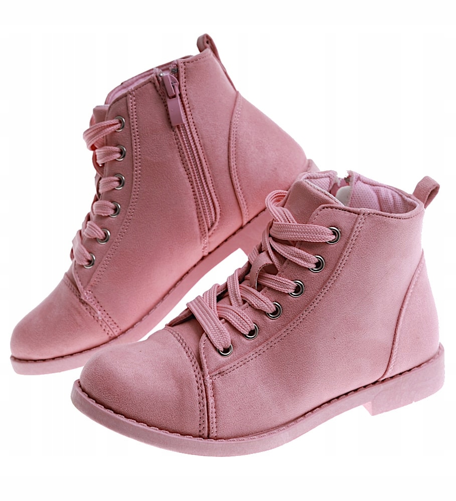 Botki dziewczęce różowe buty na jesień z suwakiem 16813 33 Długość wkładki wew. 21 cm