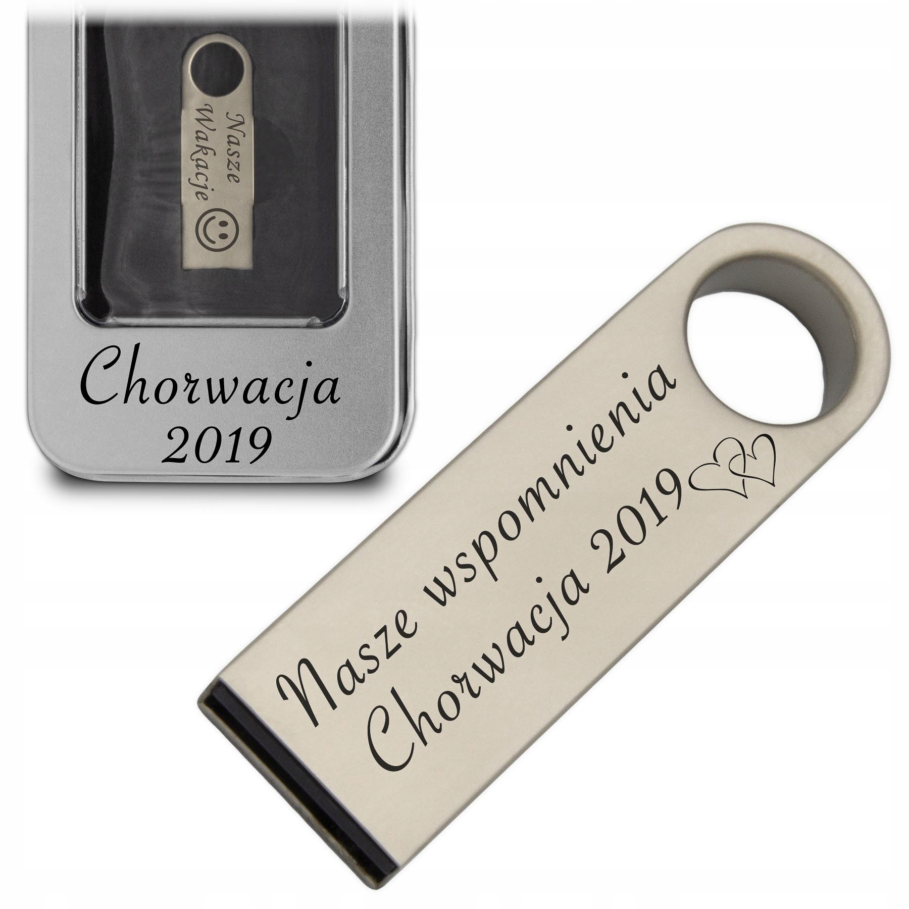 

Pendrive Usb 32GB Srebrny Brelok z Grawerem