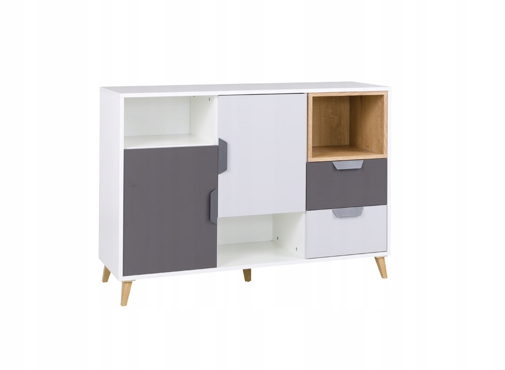 

Pojemna Komoda Jaś 120 cm z Szufladami Półkami