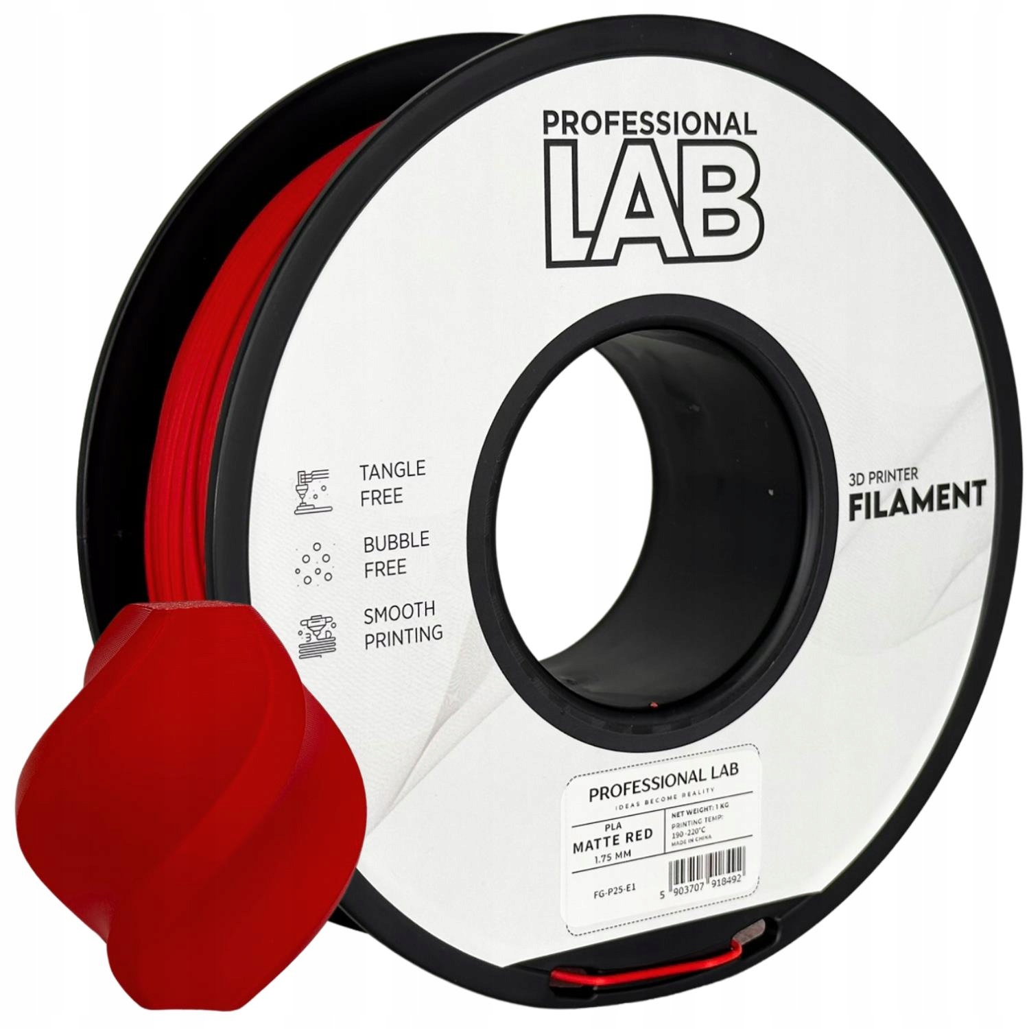 Filament Prof. Lab Pla Matte Red Czerwony 1.75mm 1kg