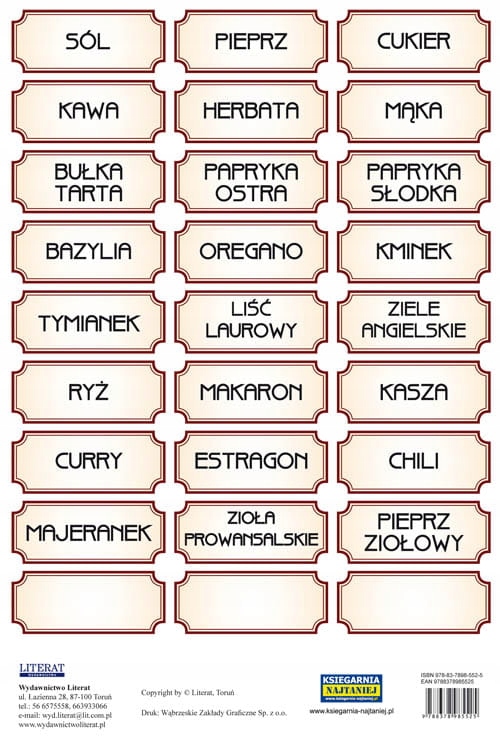 

Naklejki na przyprawy Brązowe