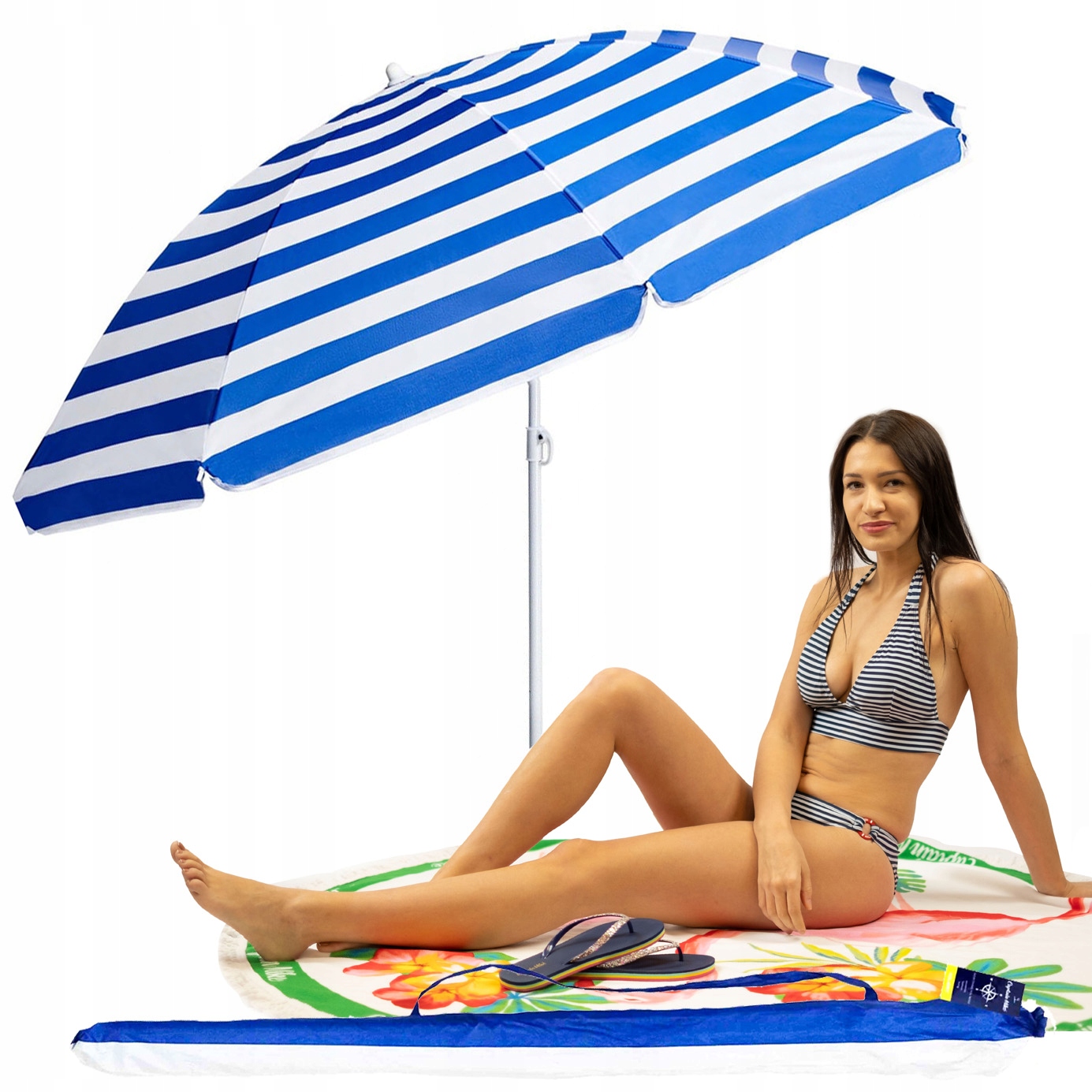 

Parasol plażowy ogrodowy łamany z torbą UPF50+