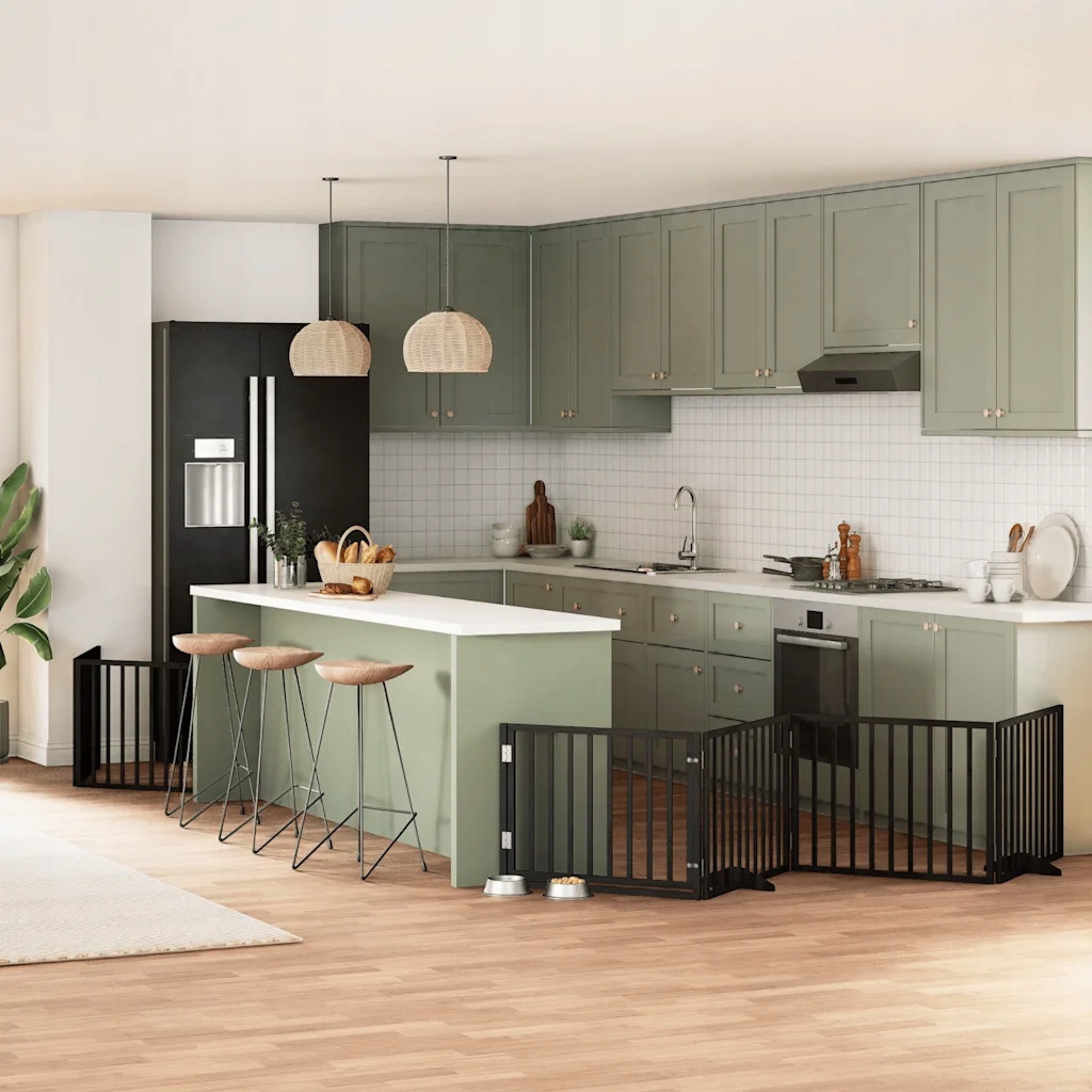 Zábrana pro psy s dvířky skládací 12 panelů černá 960 cm topol Černý 315557