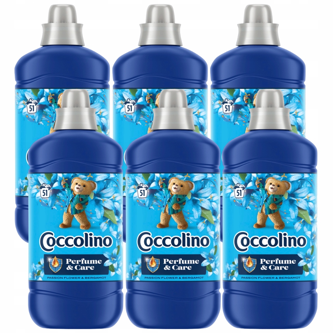 6xCoccolino Perfume&Care Płyn do płukania 1,275L niebieski z bergamotką