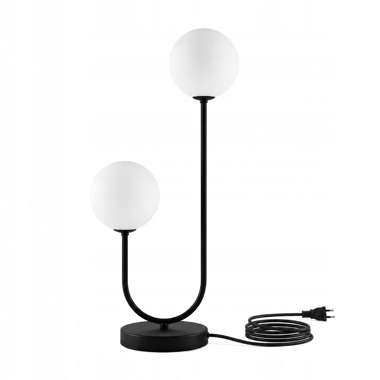 Lampa Stołowa Nocna Czarna Do Sypialni Salonu mleczne klosze kule