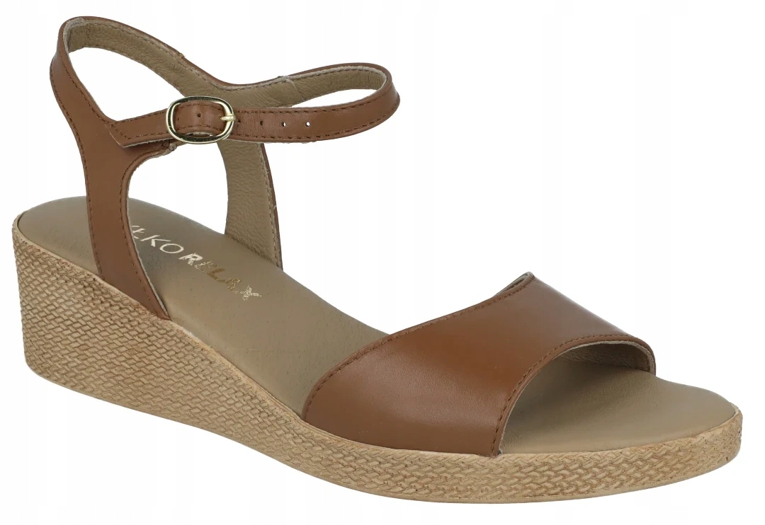 Sandály na klínku kožené 3MG15_V Ryłko Relax hnědé vel. 38