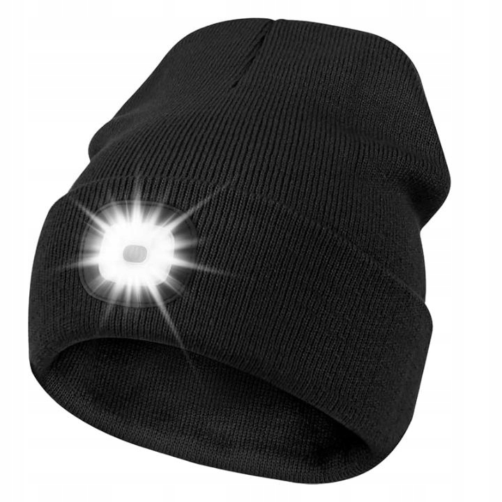 CZAPKA ZIMOWA MĘSKA CIEPŁA DAMSKA DWUWARSTWOWA SPORTOWA Z LATARKĄ LED USB Materiał dominujący akryl