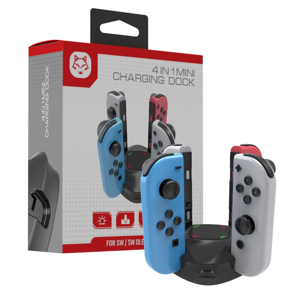 Stylowa ładowarka stacja dock na 4x Joy-Con Switch oraz Switch OLED Czarna