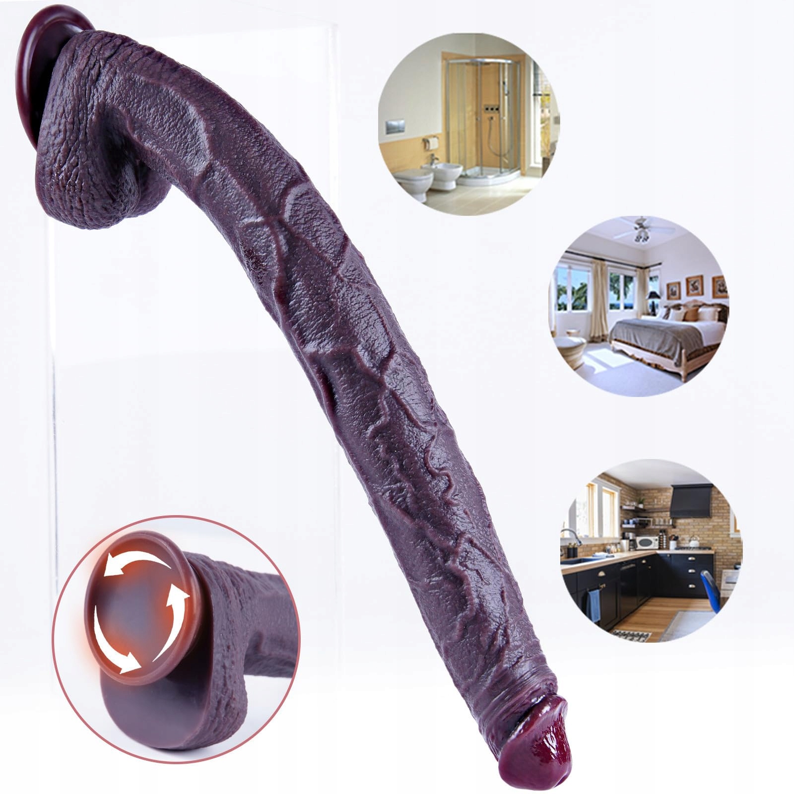 XXXL Realistyczny Czarny Dildo 42cm z Przyssawką dla Kobiet i Mężczyzn — miniatura 4