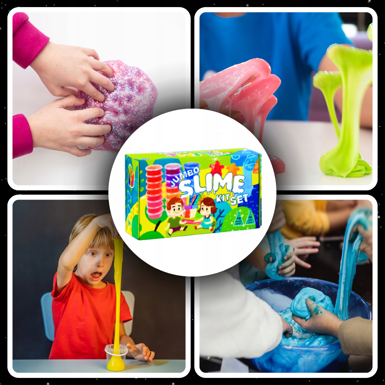 SLIME WIELKI ZESTAW DO ROBIENIA GLUTÓW XXL - 128w1 NA DZIEŃ DZIECKA PREZENT Szerokość produktu 20 cm