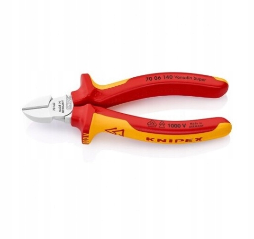 Szczypce boczne tnące izolowane elektryka 140 mm 1 kV VDE KNIPEX 70 06 140