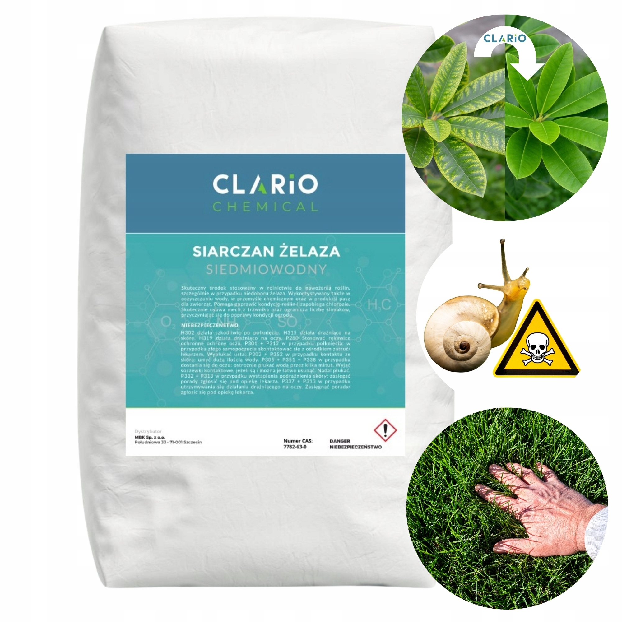 Siarczan żelaza Clario Chemical jakość 25kg Worek