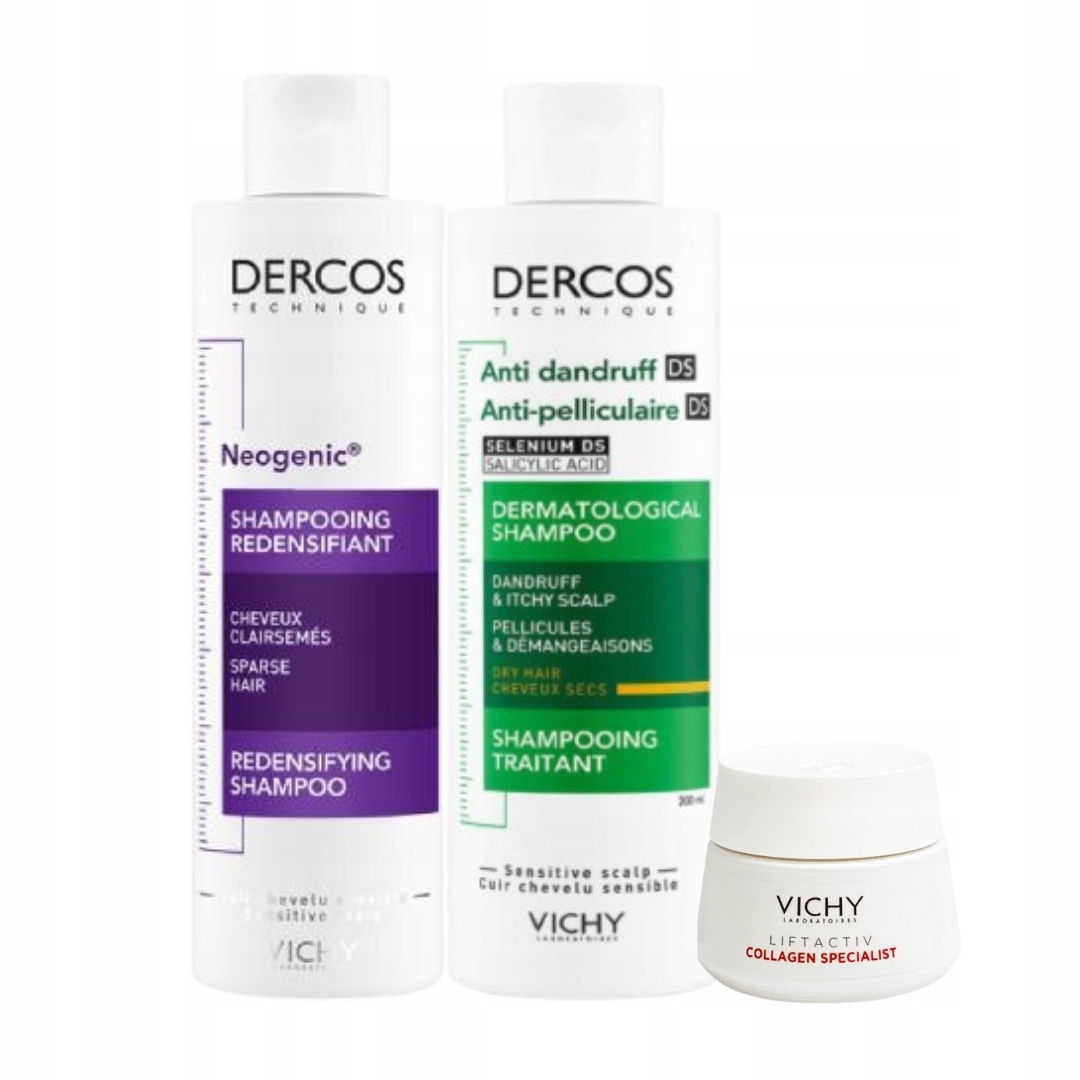 Zestaw Vichy Dercos Neogenic Szampon 200ml Szampon przeciwłupieżowy 200ml