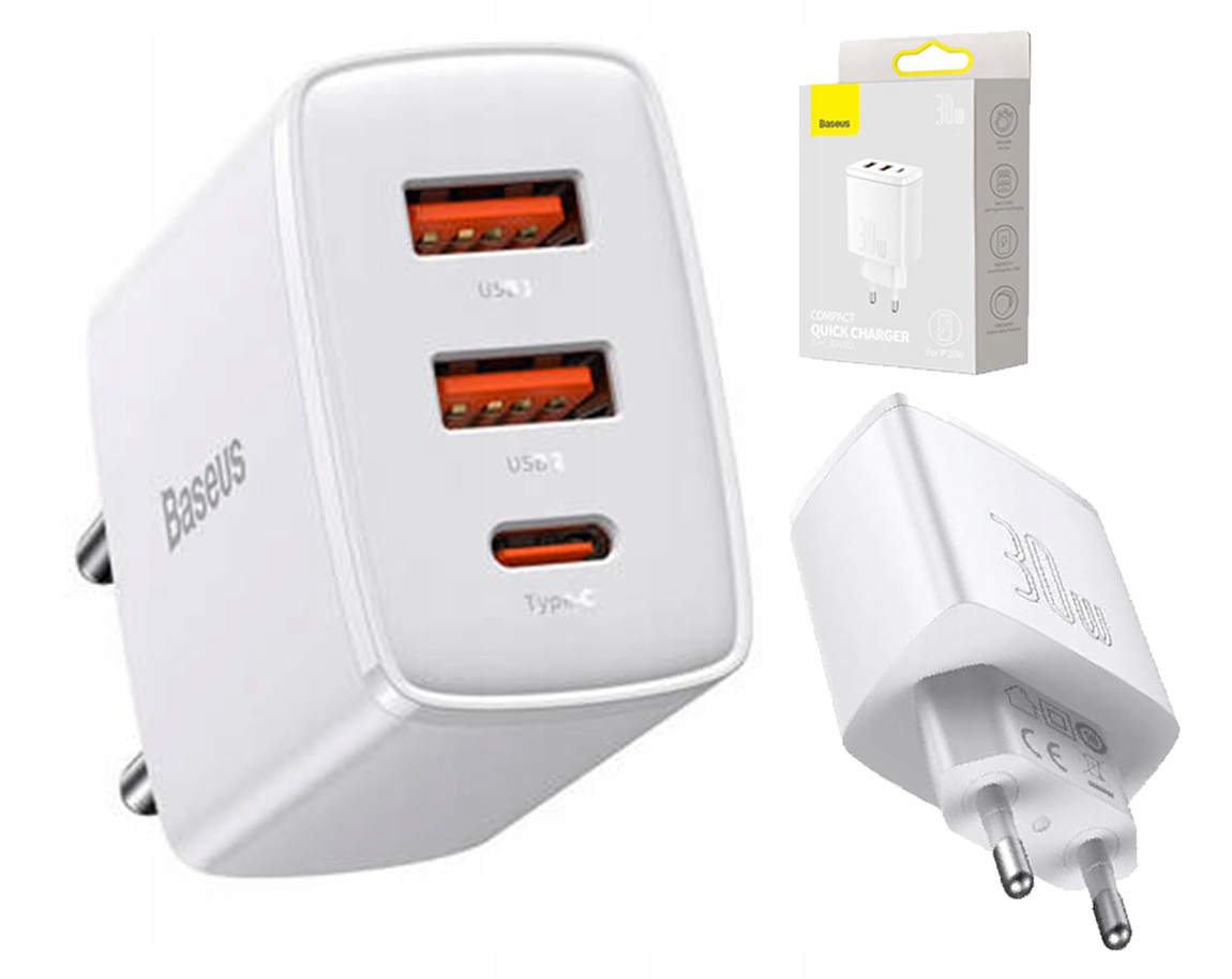 

Szybka Ładowarka 2x Usb/usb-c 30W Sieciowa Qc Pd