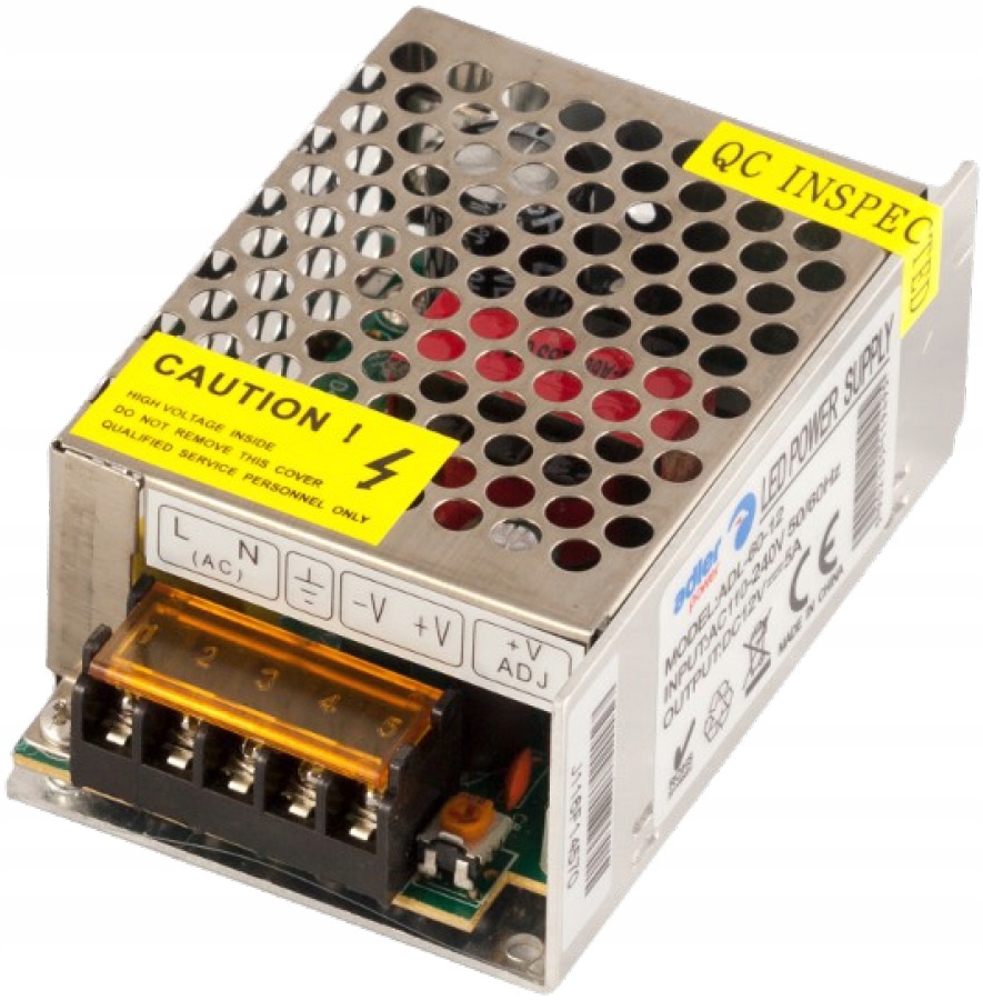 Zasilacz 12V LED 5A DC modułowy 60W MINI taśm montażowy transformator SLIM