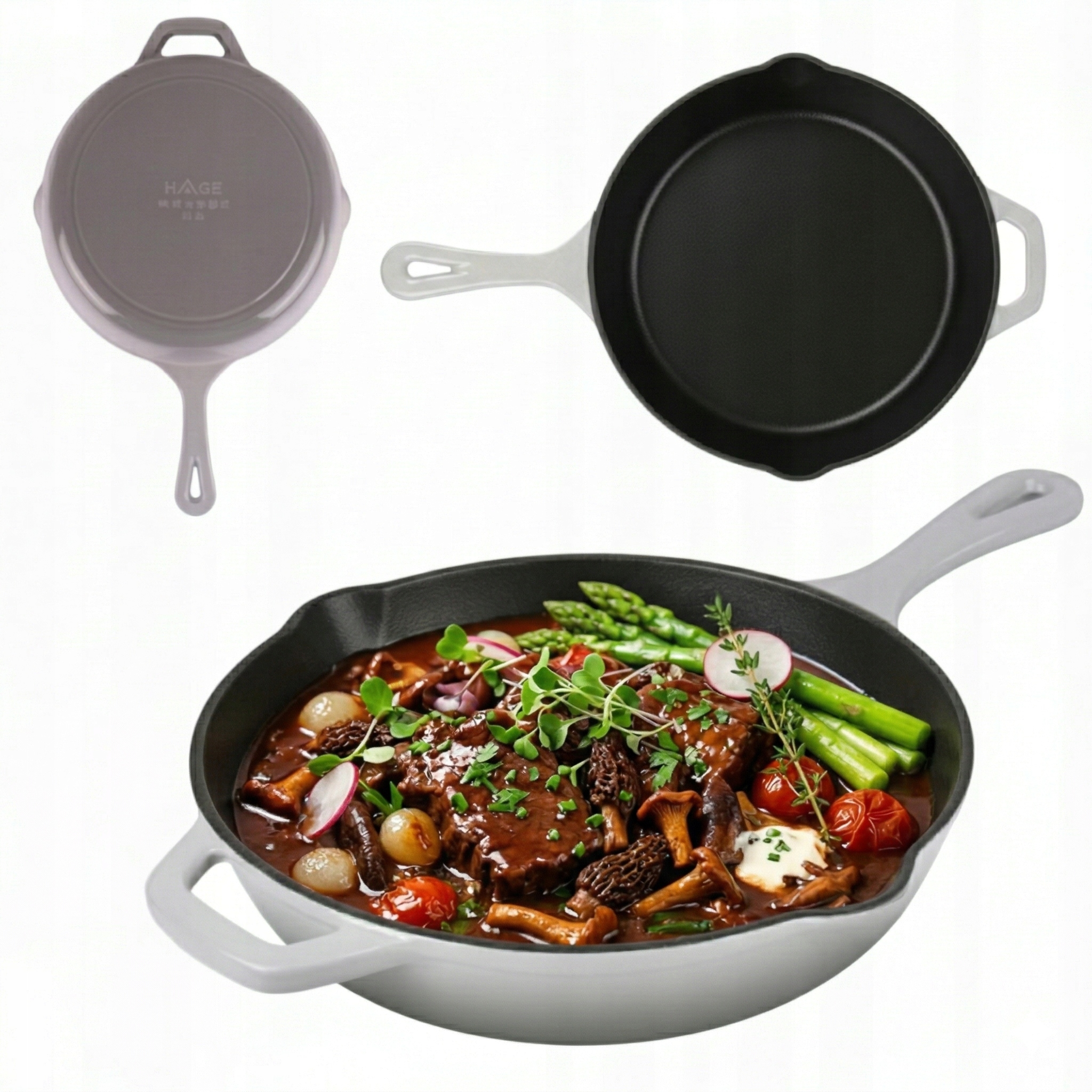 Smaltovaná Litinová Pánev 26 cm Velká Indukce Trouba Plyn Šedá