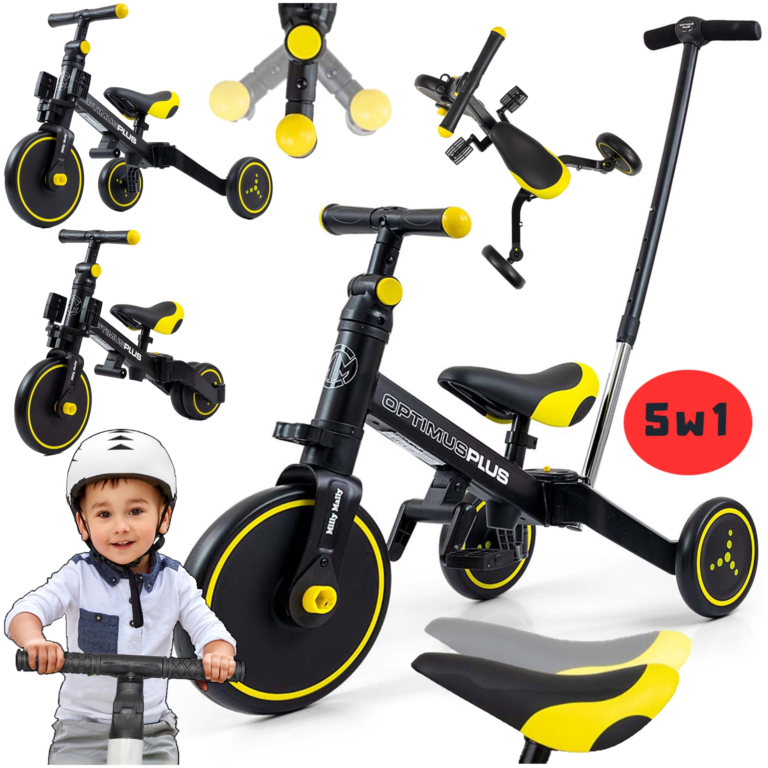 Wielofunkcyjny Rowerek Dla Dziecka Trójkołowy Biegowy Jeździk Pchacz 5w1