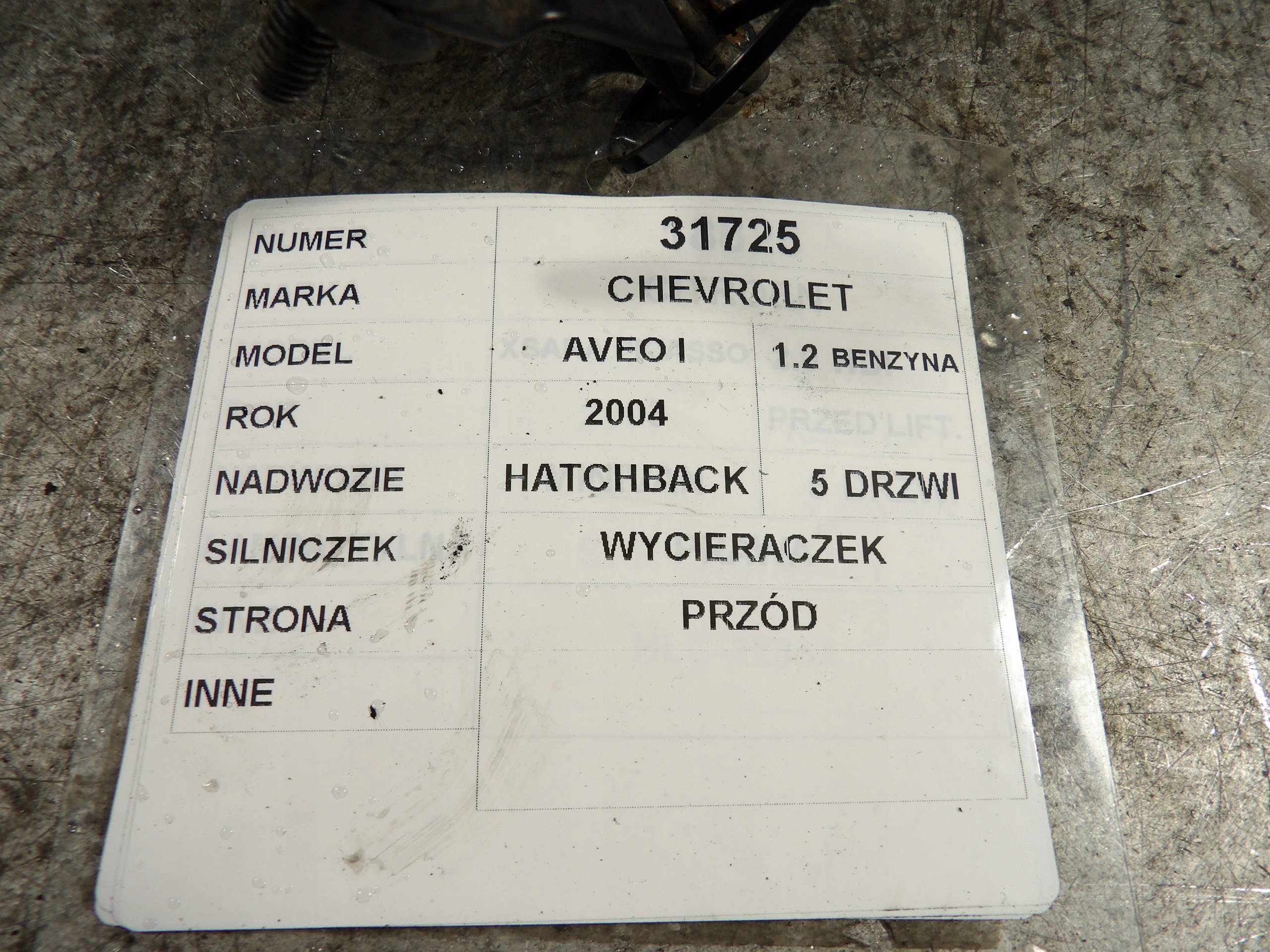 Chevrolet Aveo a motorek stieracov předek 96540501