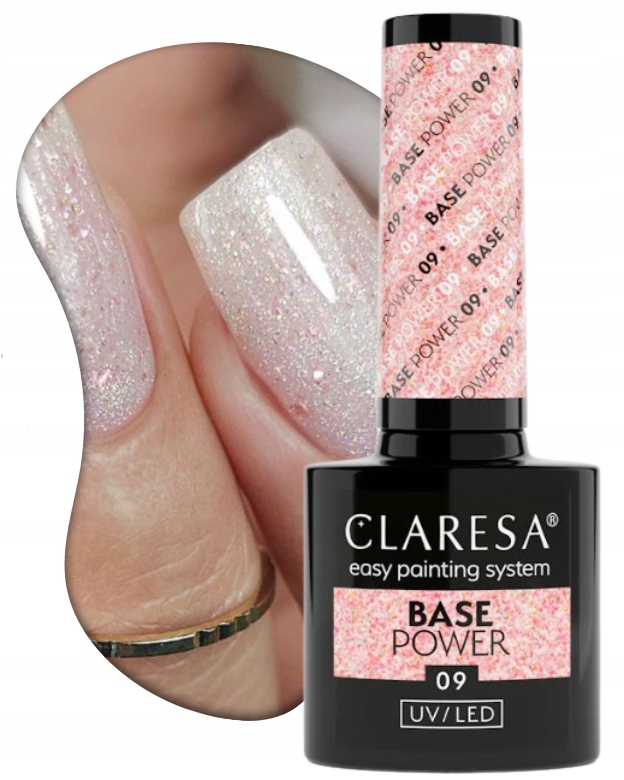 CLARESA BAZA POWER BASE BEZKWASOWA 09 RÓZOWY Z PŁATKAMI RÓŻOWEGO ZŁOTA